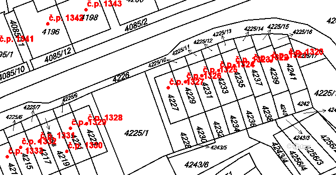Jirkov 1327 na parcele st. 4227 v KÚ Jirkov, Katastrální mapa