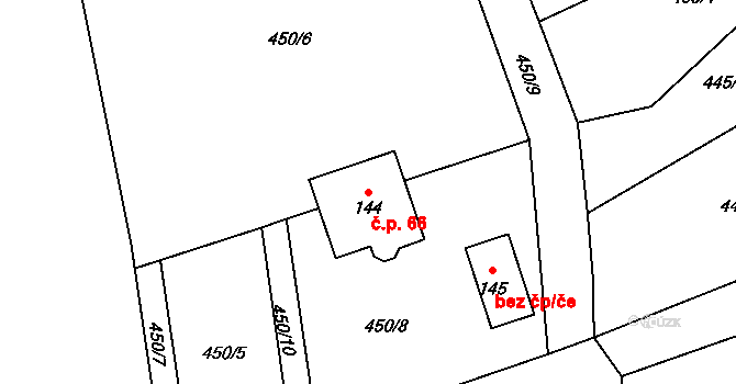 Dražeň 66 na parcele st. 144 v KÚ Dražeň, Katastrální mapa