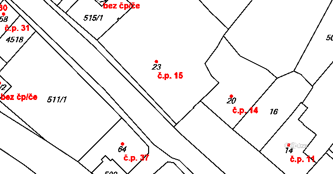 Horní Slavkov 15 na parcele st. 23 v KÚ Horní Slavkov, Katastrální mapa