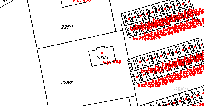 Liberec X-Františkov 395, Liberec na parcele st. 223/8 v KÚ Františkov u Liberce, Katastrální mapa