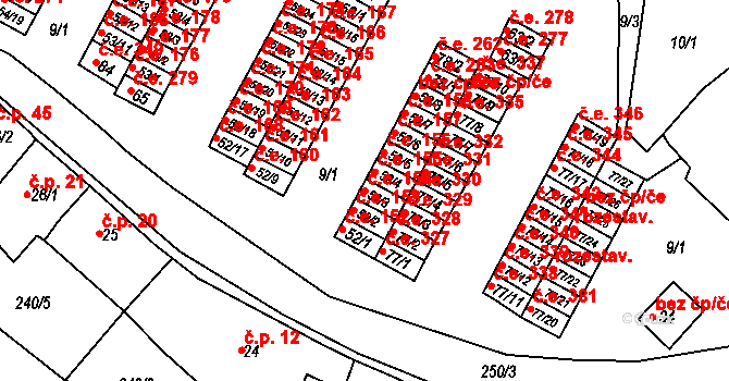 Chanov 154, Obrnice na parcele st. 52/3 v KÚ Chanov, Katastrální mapa