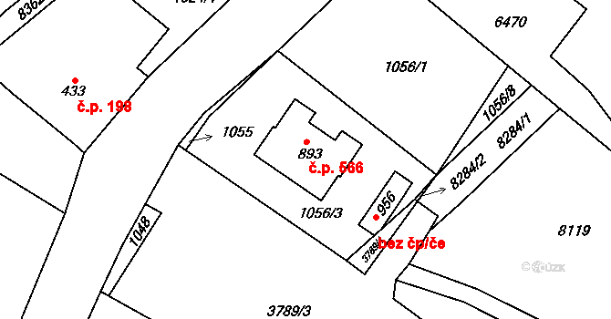 Hradec nad Svitavou 566 na parcele st. 893 v KÚ Hradec nad Svitavou, Katastrální mapa