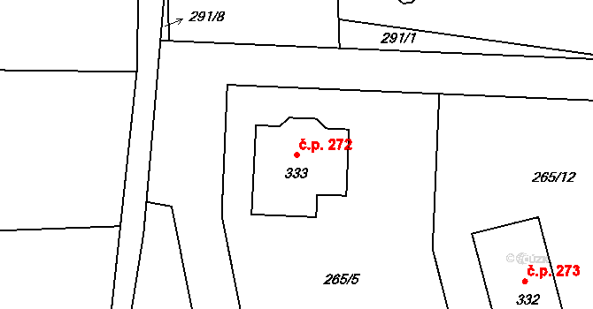 Krakovany 272 na parcele st. 333 v KÚ Krakovany, Katastrální mapa