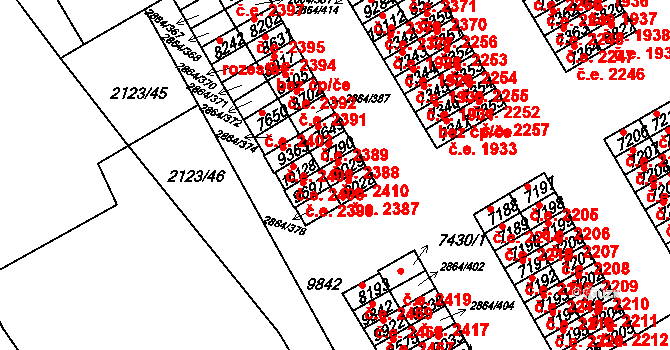 Hodonín 2410 na parcele st. 9029 v KÚ Hodonín, Katastrální mapa