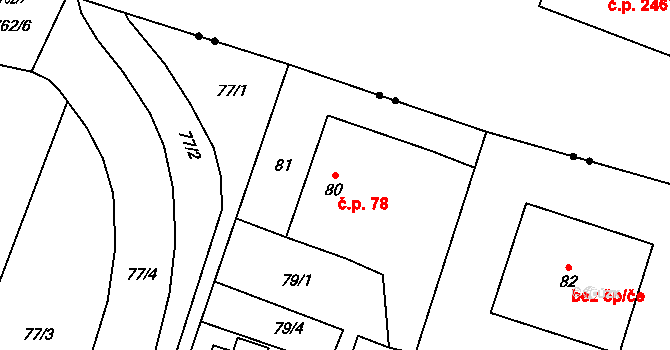 Výškovice 78, Ostrava na parcele st. 80 v KÚ Výškovice u Ostravy, Katastrální mapa
