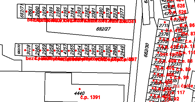 Kyjov 900 na parcele st. 3029 v KÚ Kyjov, Katastrální mapa