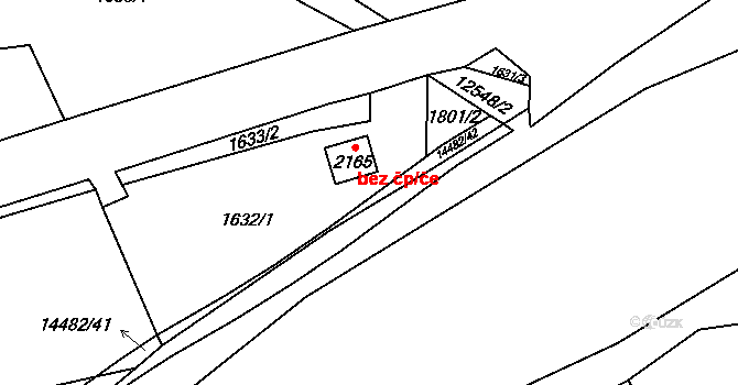 Nový Hrozenkov 39513602 na parcele st. 2165 v KÚ Nový Hrozenkov, Katastrální mapa