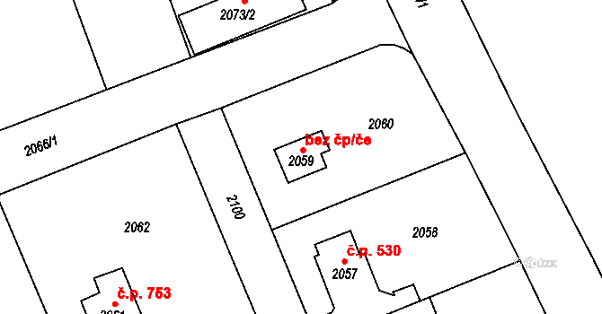 Praha 40374602 na parcele st. 2059 v KÚ Chodov, Katastrální mapa