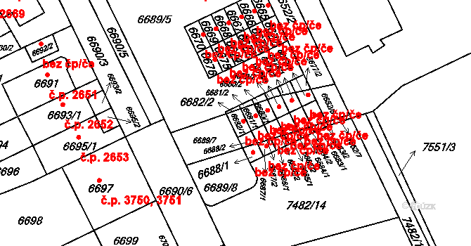 Brno 41485602 na parcele st. 6682/1 v KÚ Židenice, Katastrální mapa