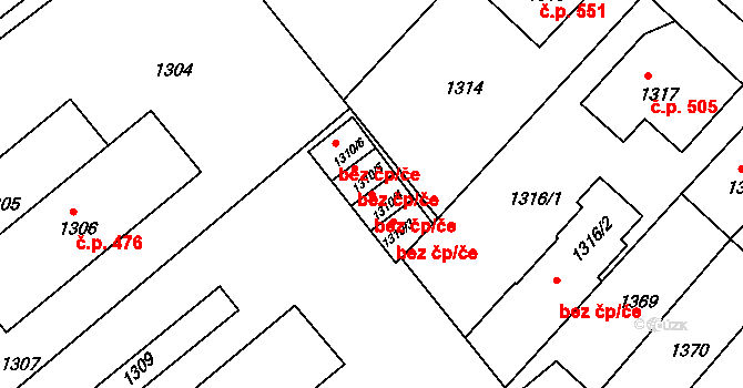 Týnec nad Labem 42075602 na parcele st. 1310/4 v KÚ Týnec nad Labem, Katastrální mapa
