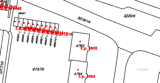 Zlín 3905 na parcele st. 4763 v KÚ Zlín, Katastrální mapa
