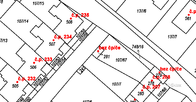 Františkovy Lázně 42324602 na parcele st. 281 v KÚ Horní Lomany, Katastrální mapa