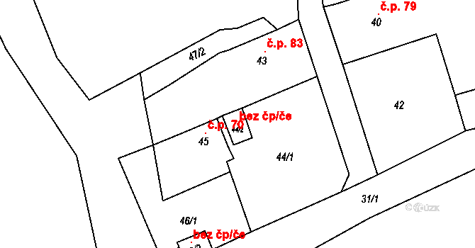Kaceřov 44355602 na parcele st. 44/2 v KÚ Horní Pochlovice, Katastrální mapa