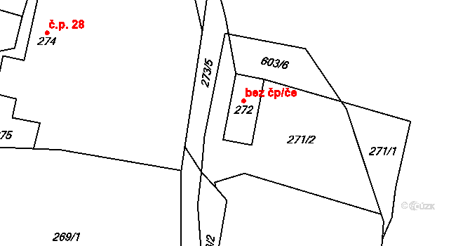 Suchdol nad Lužnicí 47700602 na parcele st. 272 v KÚ Hrdlořezy u Suchdola nad Lužnicí, Katastrální mapa