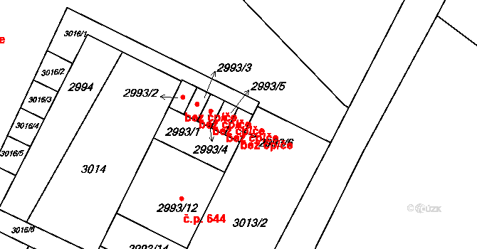 Bystřice nad Pernštejnem 48938602 na parcele st. 2993/6 v KÚ Bystřice nad Pernštejnem, Katastrální mapa