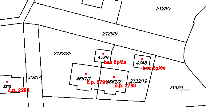 Rožnov pod Radhoštěm 50395602 na parcele st. 4739 v KÚ Rožnov pod Radhoštěm, Katastrální mapa