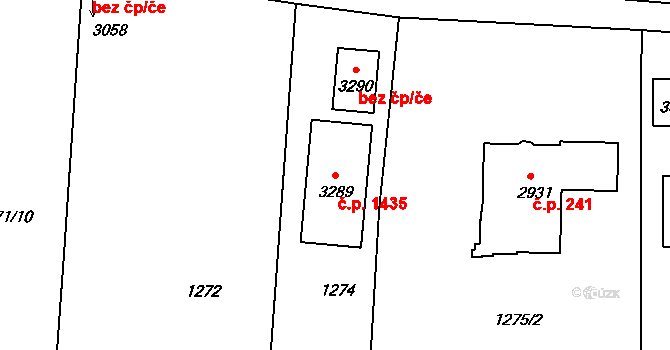 Milevsko 1435 na parcele st. 3289 v KÚ Milevsko, Katastrální mapa