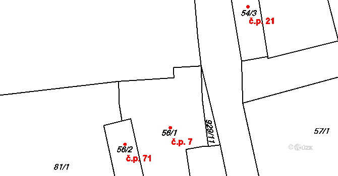 Olovnice 7 na parcele st. 56/1 v KÚ Olovnice, Katastrální mapa