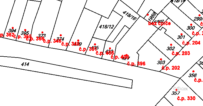 Kostelec nad Labem 405 na parcele st. 435 v KÚ Kostelec nad Labem, Katastrální mapa
