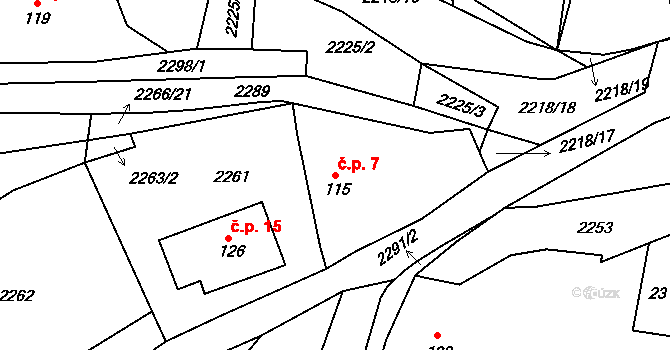 Třemešná 7, Jistebnice na parcele st. 115 v KÚ Makov u Jistebnice, Katastrální mapa