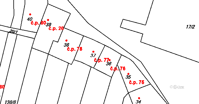 Stádlec 77 na parcele st. 37 v KÚ Stádlec, Katastrální mapa