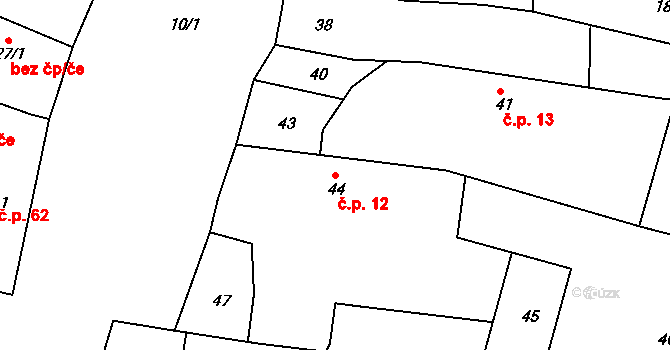 Rychnovek 12 na parcele st. 44 v KÚ Rychnovek, Katastrální mapa