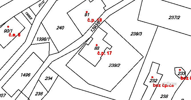 Kunčice 17, Staré Město na parcele st. 88 v KÚ Kunčice pod Králickým Sněžníkem, Katastrální mapa