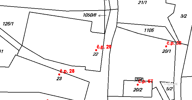 Onšovice 29, Čkyně na parcele st. 22 v KÚ Onšovice u Čkyně, Katastrální mapa