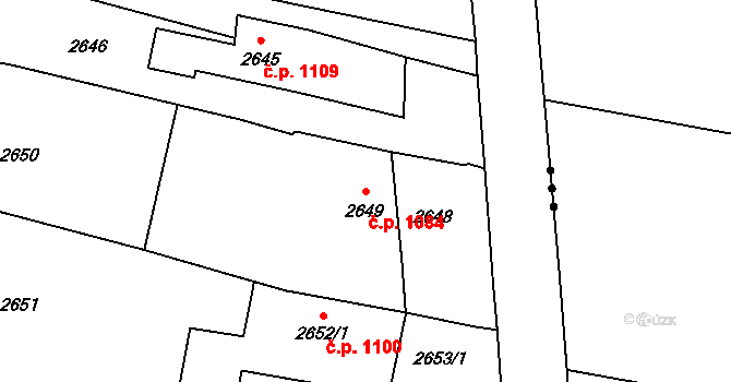 Mohelnice 1084 na parcele st. 2649/1 v KÚ Mohelnice, Katastrální mapa