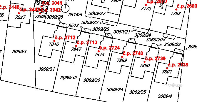 Cheb 2724 na parcele st. 7874 v KÚ Cheb, Katastrální mapa