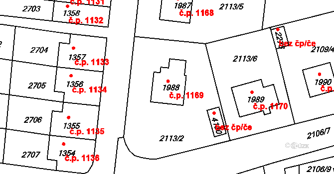 Humpolec 1169 na parcele st. 1988 v KÚ Humpolec, Katastrální mapa