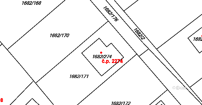 Černošice 2274 na parcele st. 1682/274 v KÚ Černošice, Katastrální mapa