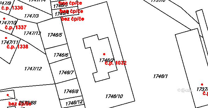 Rychnov nad Kněžnou 1032 na parcele st. 1746/2 v KÚ Rychnov nad Kněžnou, Katastrální mapa