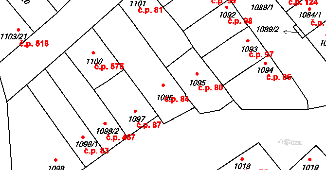 Moravský Žižkov 84 na parcele st. 1096 v KÚ Moravský Žižkov, Katastrální mapa