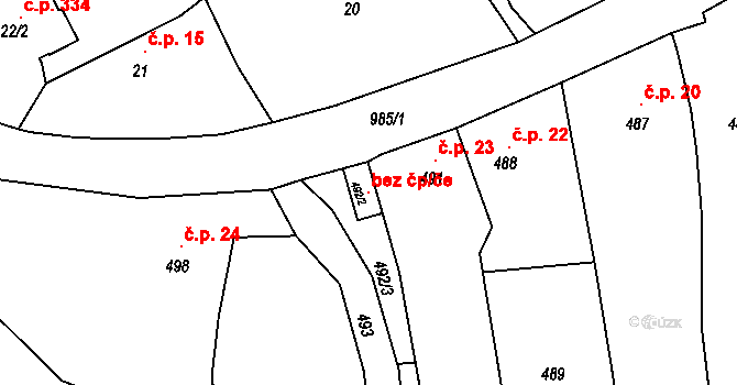 Opava 118826603 na parcele st. 492/2 v KÚ Komárov u Opavy, Katastrální mapa