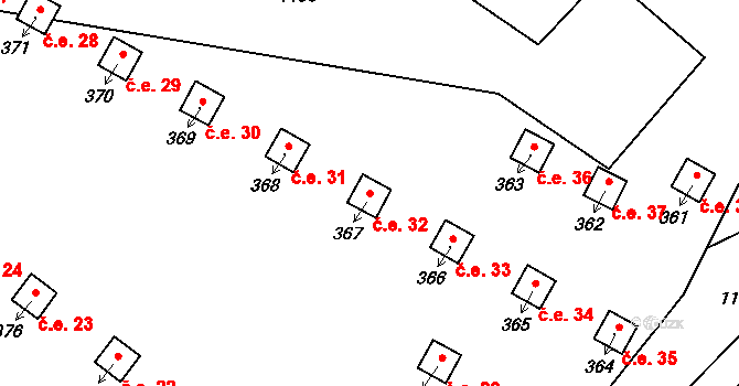 Heřmanice v Podještědí 32, Jablonné v Podještědí na parcele st. 367 v KÚ Heřmanice v Podještědí, Katastrální mapa