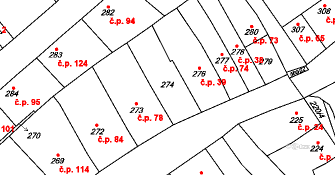 Babice u Rosic 80 na parcele st. 274 v KÚ Babice u Rosic, Katastrální mapa