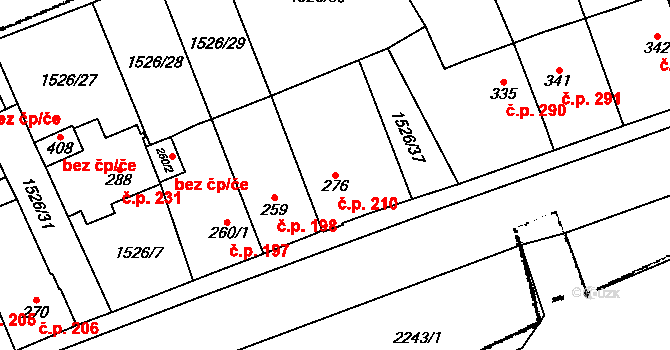 Kostomlaty pod Milešovkou 210 na parcele st. 276 v KÚ Kostomlaty pod Milešovkou, Katastrální mapa