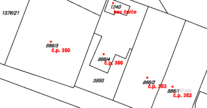 Cvikov I 356, Cvikov na parcele st. 866/4 v KÚ Cvikov, Katastrální mapa