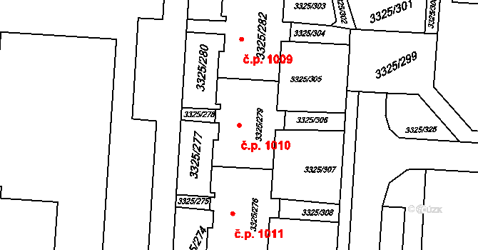 Lutyně 1010, Orlová na parcele st. 3325/279 v KÚ Horní Lutyně, Katastrální mapa