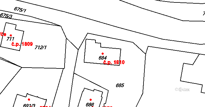 Rožnov pod Radhoštěm 1810 na parcele st. 684 v KÚ Tylovice, Katastrální mapa