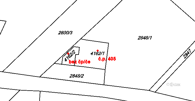 Žamberk 405 na parcele st. 4162/1 v KÚ Žamberk, Katastrální mapa
