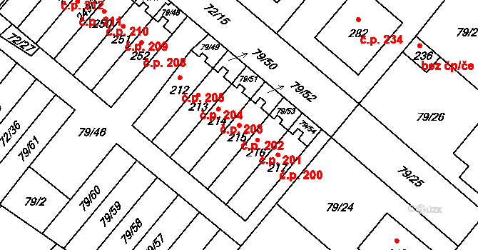 Velké Zboží 202, Poděbrady na parcele st. 215 v KÚ Velké Zboží, Katastrální mapa