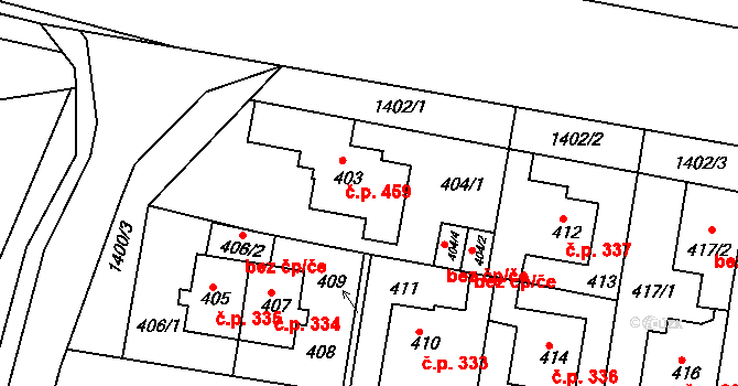 Řepy 459, Praha na parcele st. 403 v KÚ Řepy, Katastrální mapa