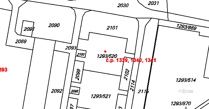 Řepy 1339,1340,1341, Praha na parcele st. 1293/520 v KÚ Řepy, Katastrální mapa