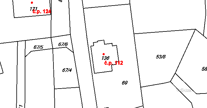 Volanov 112, Trutnov na parcele st. 136 v KÚ Volanov, Katastrální mapa