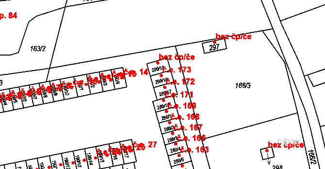 Loučná 173, Lom na parcele st. 260/18 v KÚ Loučná u Lomu, Katastrální mapa