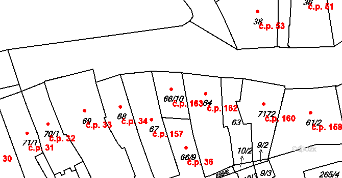 Mladá Boleslav I 163, Mladá Boleslav na parcele st. 66/10 v KÚ Mladá Boleslav, Katastrální mapa