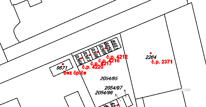 Hodonín 4212 na parcele st. 9365 v KÚ Hodonín, Katastrální mapa