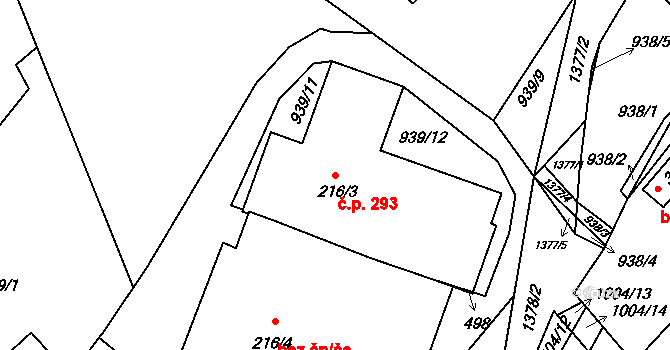 Kunčice 293, Letohrad na parcele st. 216/3 v KÚ Kunčice u Letohradu, Katastrální mapa